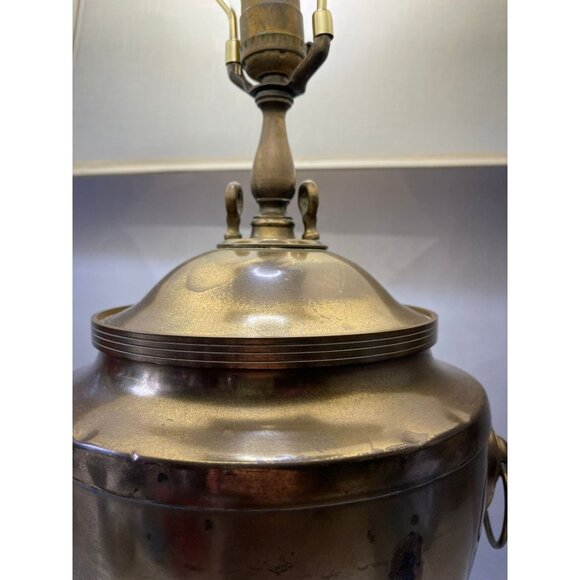 Vintage Antique Early 20th Century Russian Brass Samovar Lamp Decor Lamp Shade - Picture 5 of 12
